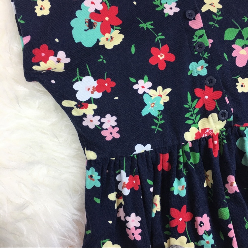 Hanna Andersson navy floral knit dress 150/US 12 - Picture 4 of 6